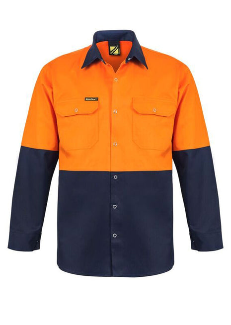Hi Vis Long Sleeve Cotton Drill Shirt with Press Studs (NC-WS3032)