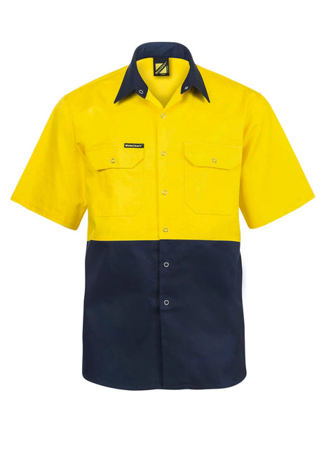 Hi Vis Short Sleeve Cotton Drill Shirt with Press Studs (NC-WS3063)