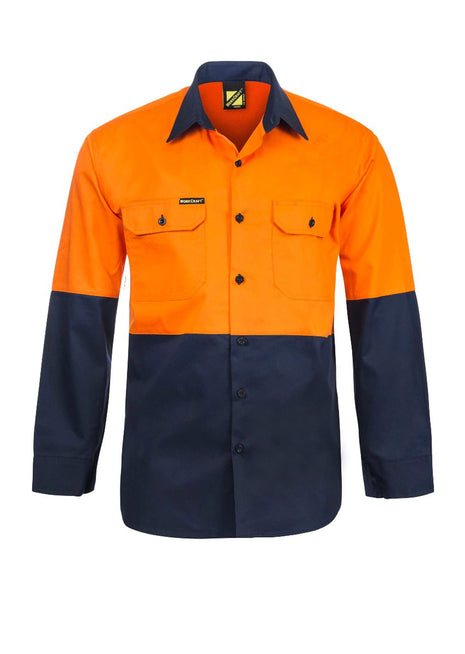 Hi Vis Lightweight Long Sleeve Vented Cotton Drill Shirt (NC-WS4247)