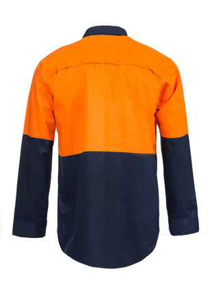 Hi Vis Lightweight Long Sleeve Vented Cotton Drill Shirt (NC-WS4247)