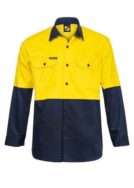 Mens Hi Vis Long Sleeve Cotton Drill Shirt (NC-WS3022)