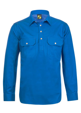 Mens Lightweight Long Sleeve Closed Front Cotton Drill Shirt (NC-WS3029)