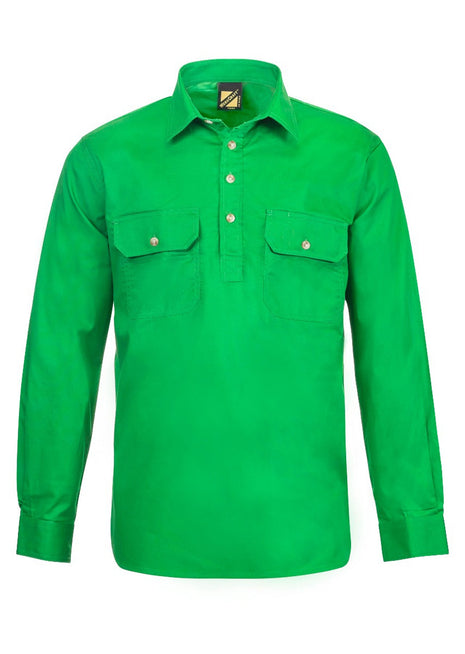 Mens Lightweight Long Sleeve Closed Front Cotton Drill Shirt (NC-WS3029)