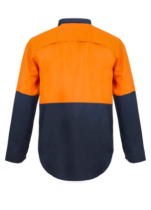Mens HI Vis Lightweight Closed Front Vented Cotton Drill Shirt with Semi Gusset Sleeves (NC-WS4255)