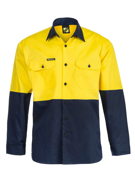 Hi Vis Lightweight Long Sleeve Vented Cotton Drill Shirt (NC-WS4247)