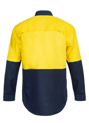 Hi Vis Lightweight Long Sleeve Vented Cotton Drill Shirt (NC-WS4247)