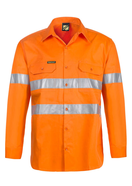 Hi Vis Lightweight Long Sleeve Vented Cotton Drill Shirt with Reflective Tape (NC-WS4131)