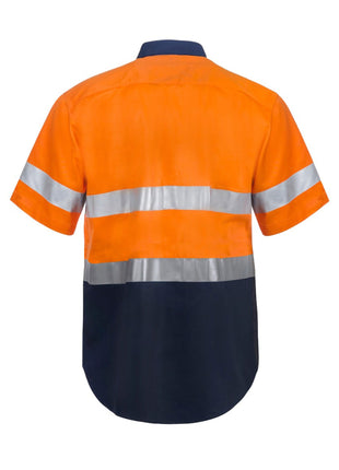 Mens Hi Vis Short Sleeve Cotton Drill Shirt with Reflective Tape (NC-WS4001)