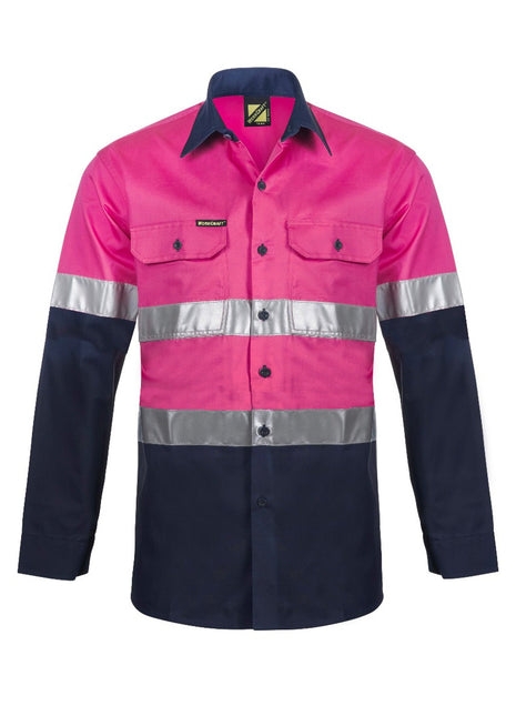 Hi Vis Lightweight Long Sleeve Vented Cotton Drill Shirt with Reflective Tape (NC-WS4132)