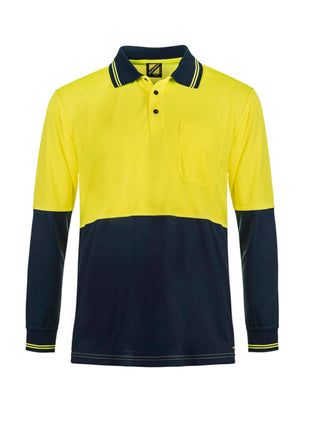 Hi Vis Long Sleeve Cotton Back Polo Shirt with Pocket (NC-WSP402)