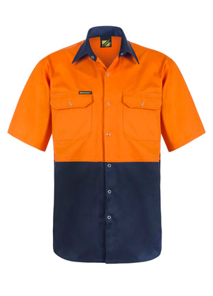 Hi Vis Short Sleeve Cotton Drill Shirt with Press Studs (NC-WS3063)