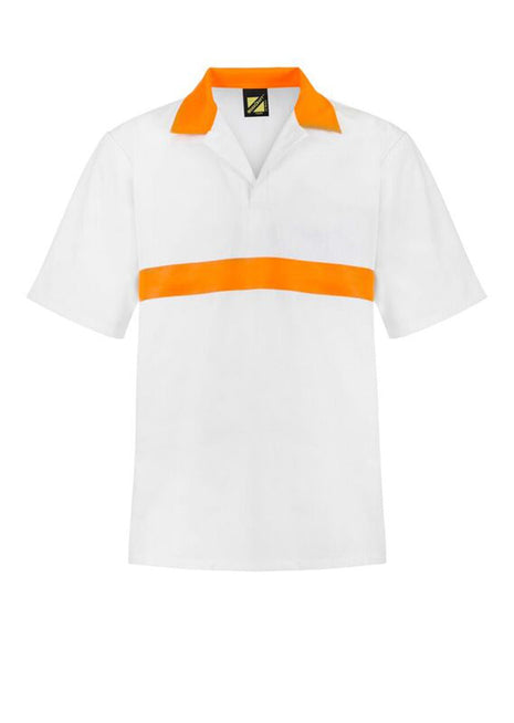 Short Sleeve Food Industry Jacshirt with Contrast Collar and Chestband (NC-WS3007)