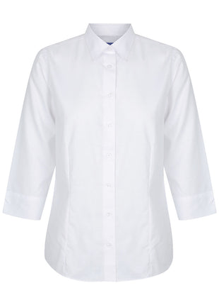 Womens Oxford Weave 3/4 Sleeve Shirt (GW-1025WL)