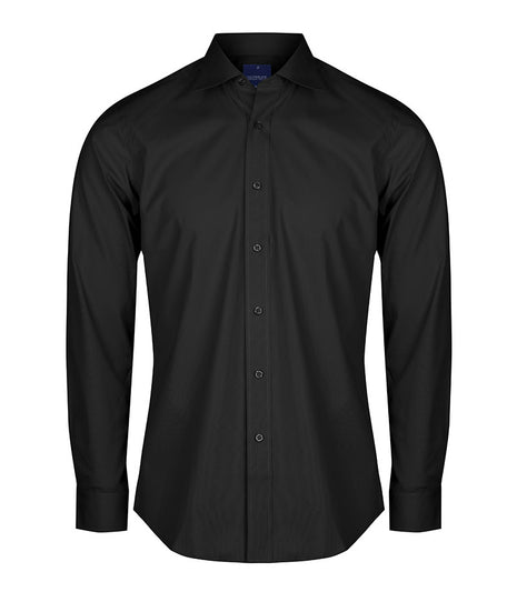 Nicholson Mens Premium Poplin Long Sleeve Shirt (Slim Fit) (GW-1520L)