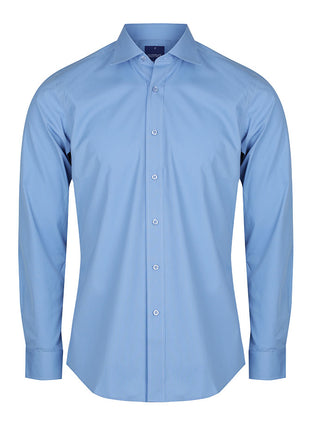 Nicholson Mens Premium Poplin Long Sleeve Shirt (Slim Fit) (GW-1520L)