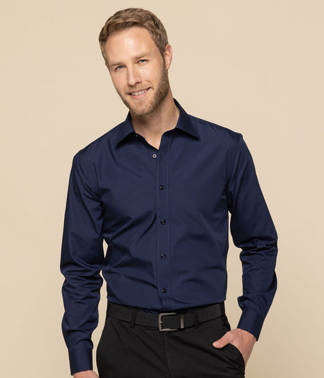 Nicholson Mens Premium Poplin Long Sleeve Shirt (Slim Fit) (GW-1520L)
