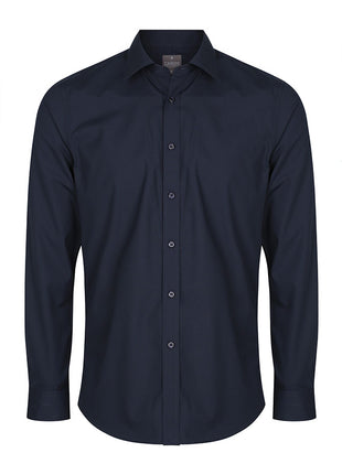 Nicholson Mens Premium Poplin Long Sleeve Shirt (Slim Fit) (GW-1520L)