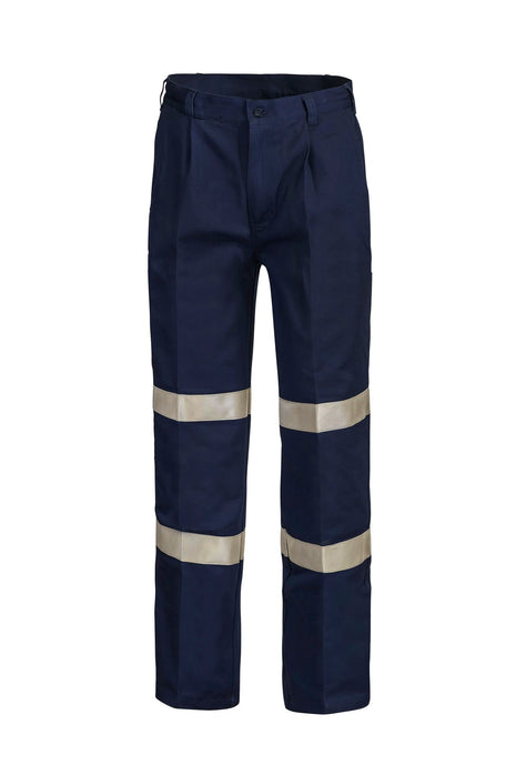 Mens Single Pleat Cotton Drill Trouser with Reflective Tape (NC-WP3045)