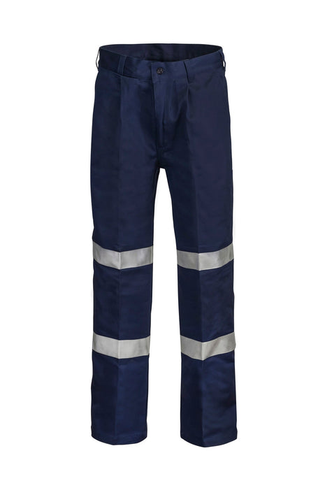 Mens Single Pleat Cotton Drill Trouser Long with Reflective Tape (NC-WP4006L)