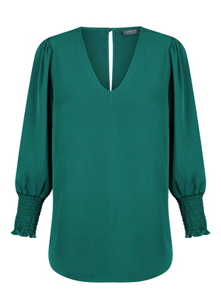 Cleo Womens Shirred Cuff V Neck (GW-1803WZ)