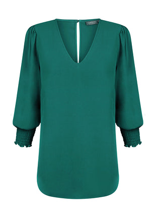 Cleo Womens Shirred Cuff V Neck (GW-1803WZ)