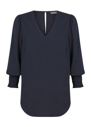 Cleo Womens Shirred Cuff V Neck (GW-1803WZ)
