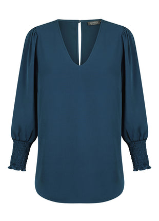 Cleo Womens Shirred Cuff V Neck (GW-1803WZ)