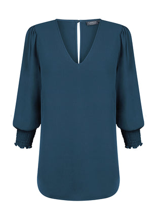 Cleo Womens Shirred Cuff V Neck (GW-1803WZ)