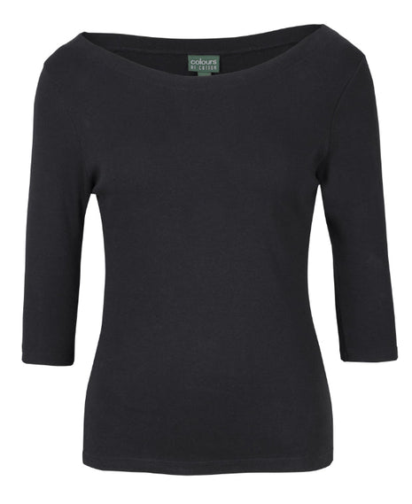Ladies 3/4 Sleeve Boat Neck Tee (JB-1BT3)