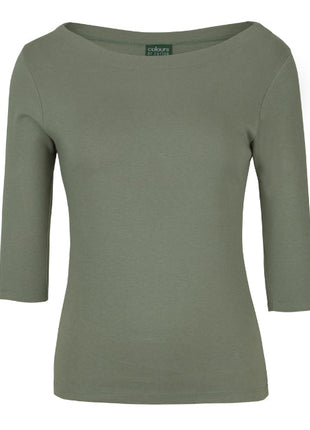 Ladies 3/4 Sleeve Boat Neck Tee (JB-1BT3)
