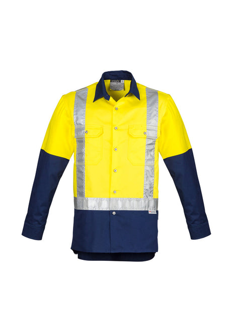 Mens Hi Vis Spliced Industrial Shirt - Shoulder Taped (BZ-ZW124)