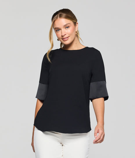 Celine Womens Contrast Cuff Top (GW-2113WS)
