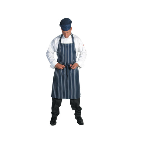 Pinstripe Full Bib Apron - No Pocket (DN-2536)