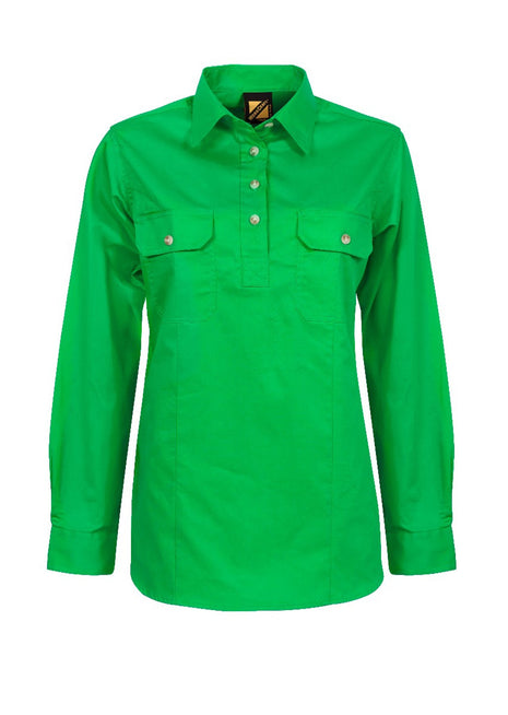 Womens Lightweight Long Sleeve Closed Front Cotton Drill Shirt (NC-WSL505)