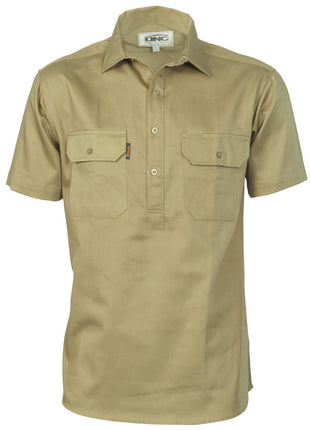 Cotton Drill Close Front Work Shirt - Short Sleeve (DN-3203)
