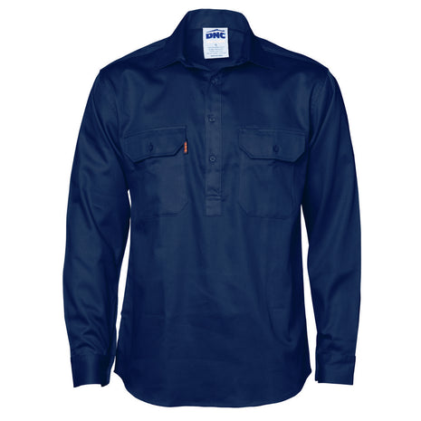 Close Front Cotton Drill Shirt - Long Sleeve (DN-3204)
