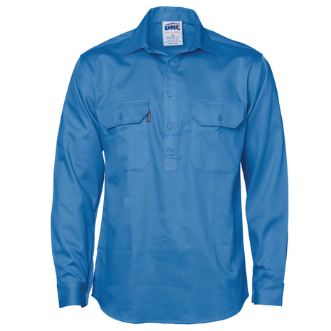 Close Front Cotton Drill Shirt - Long Sleeve (DN-3204)