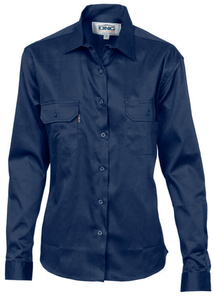 Ladies Cotton Drill Work Shirt - Long Sleeve (DN-3232)