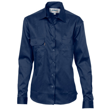 Ladies Cotton Drill Work Shirt - Long Sleeve (DN-3232)