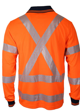 Hi-Vis Segmented Tape X Back Polo - Long Sleeve (DN-3510)