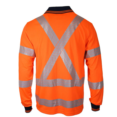 Hi-Vis Segmented Tape X Back Polo - Long Sleeve (DN-3510)
