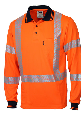 Hi-Vis Segmented Tape X Back Polo - Long Sleeve (DN-3510)