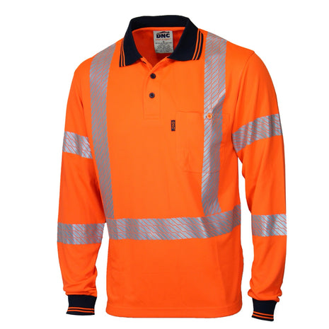 Hi-Vis Segmented Tape X Back Polo - Long Sleeve (DN-3510)