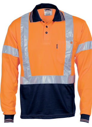 Hi-Vis Day/Night Cool Breathe Polo Shirt with X Back CSR Reflective Tape - Long Sleeve (DN-3714)