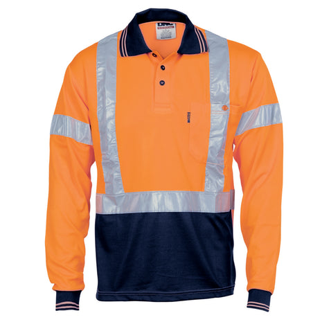 Hi-Vis Day/Night Cool Breathe Polo Shirt with X Back CSR Reflective Tape - Long Sleeve (DN-3714)