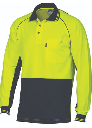 Hi-Vis Cotton Backed Cool-Breeze Contrast Polo - Long Sleeve (DN-3720)