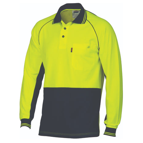 Hi-Vis Cotton Backed Cool-Breeze Contrast Polo - Long Sleeve (DN-3720)