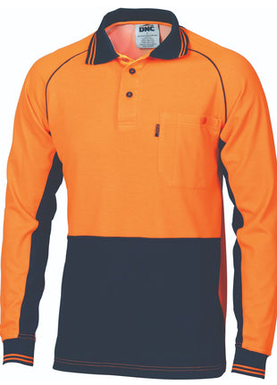 Hi-Vis Cotton Backed Cool-Breeze Contrast Polo - Long Sleeve (DN-3720)