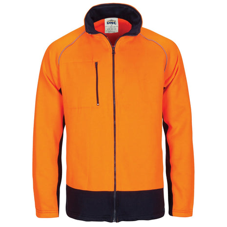 Hi-Vis Two Tone Full Zip Fleecy Sweatshirt with Two Side Zipped Pockets (DN-3725)