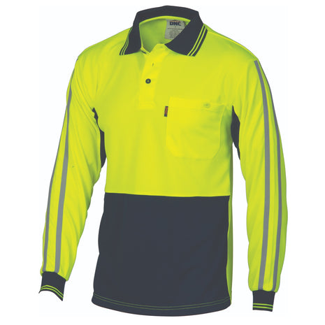 Hi-Vis Cool-Breathe Stripe Polo - Long Sleeve (DN-3756)